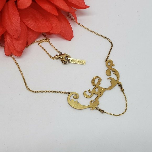 SALE! SHLOMIT OFIR Pendant Chain Necklace Gold Tone Layering Choker - Picture 9 of 12